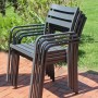 4er-Set Gartenstühle Treviso in Anthrazit, stapelbar, aus Aluminium für Terrasse und Garten.