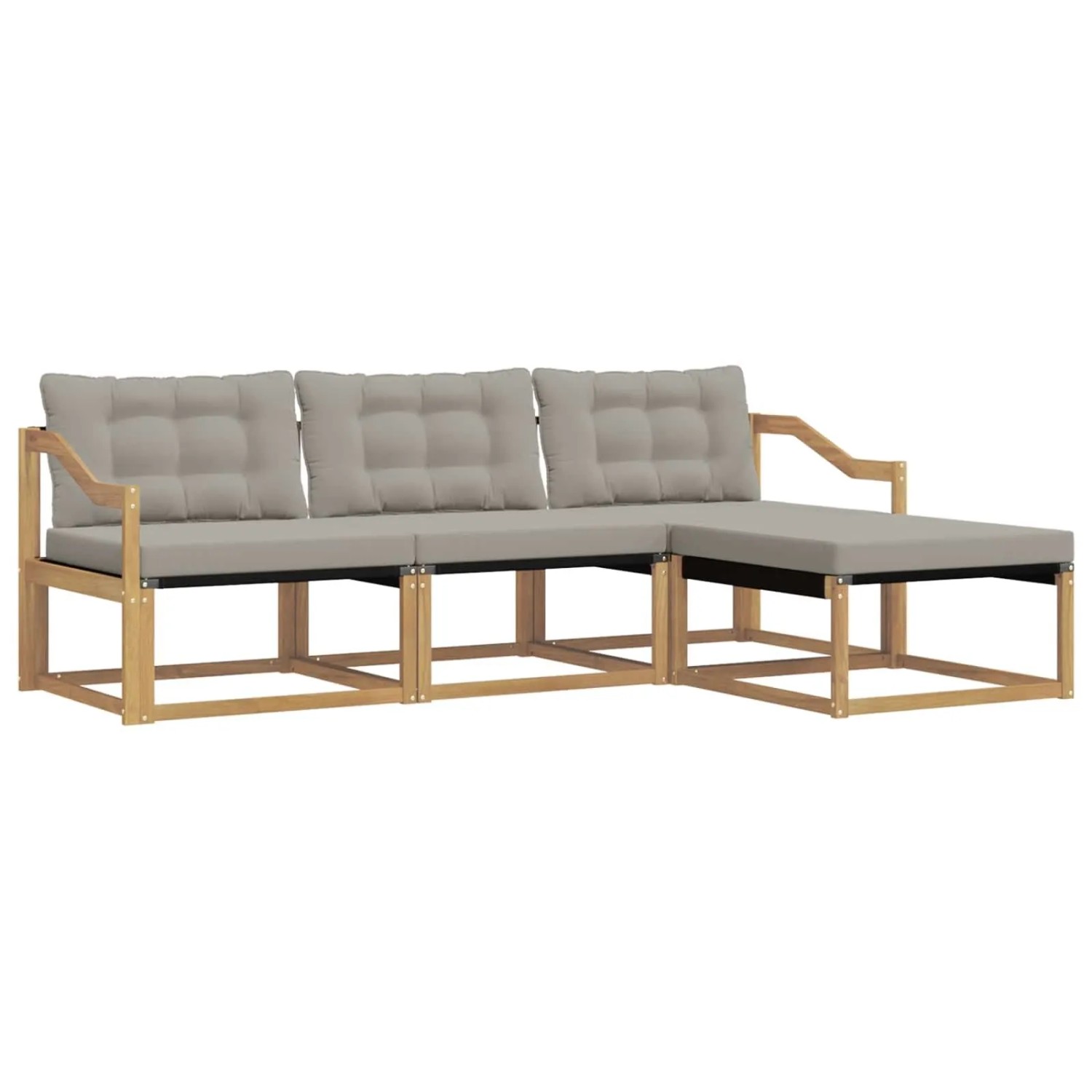 vidaXL Outdoor-Sofagarnitur mit Kissen 4 Stk Weiß und Hellgrau 3388573