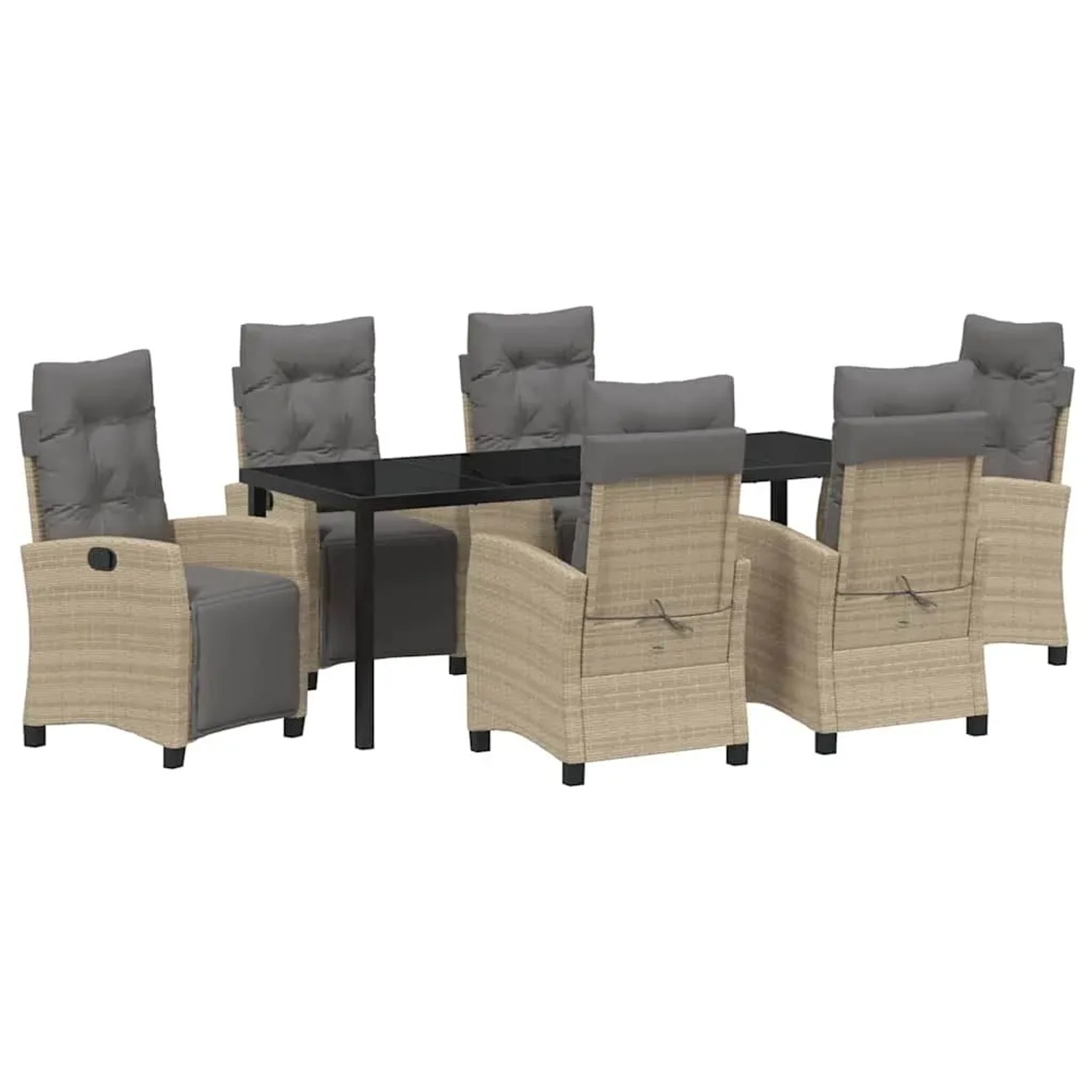 vidaXL Garten Essgruppe 7-Tlg Beige Poly Rattan 3380454