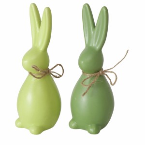Boltze Figur Paddy, 2 grüne Osterhasen aus Dolomit, 18,5 cm hoch.