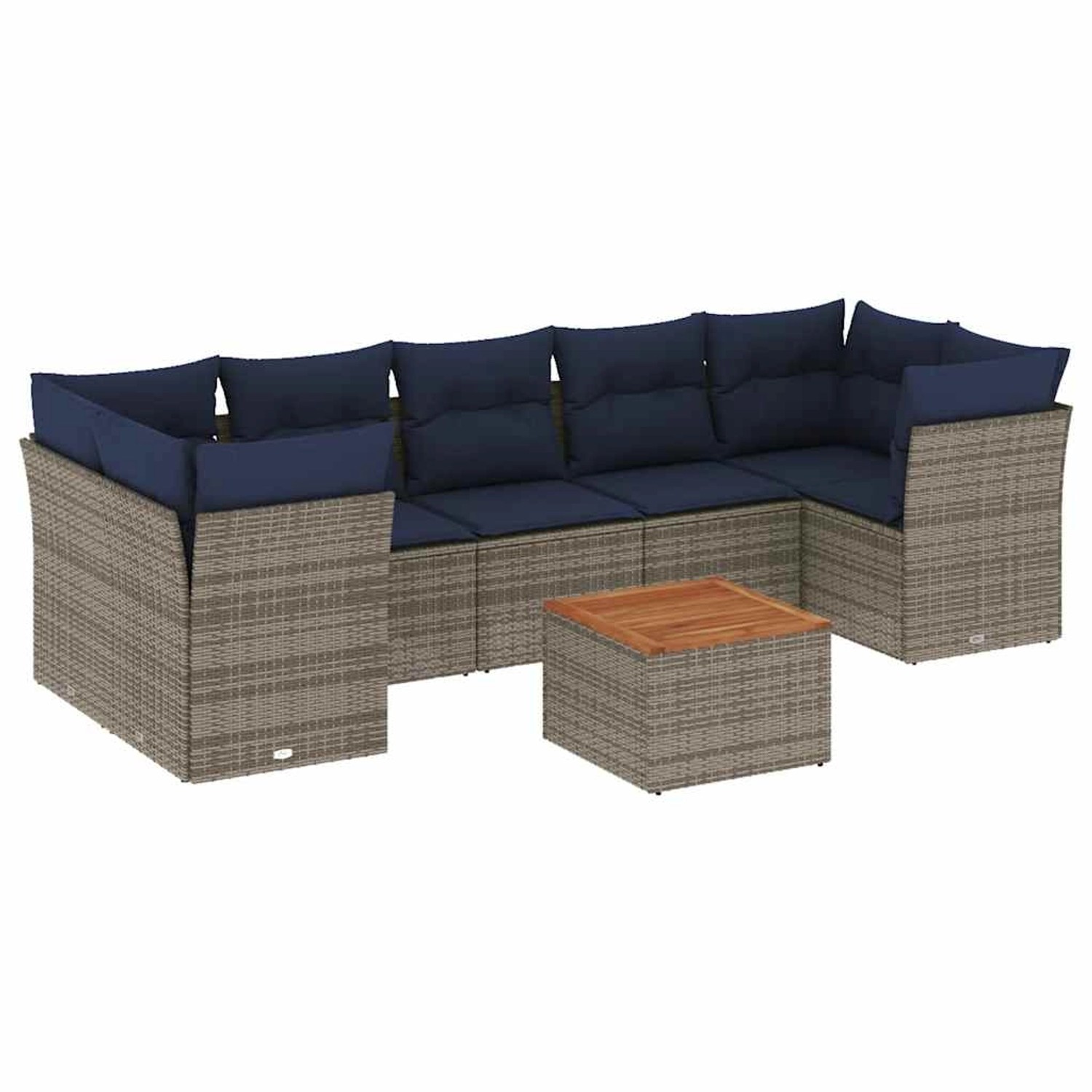 vidaXL 8-Tlg Garten-Sofagarnitur mit Kissen Grau Poly Rattan 3255844 günstig online kaufen