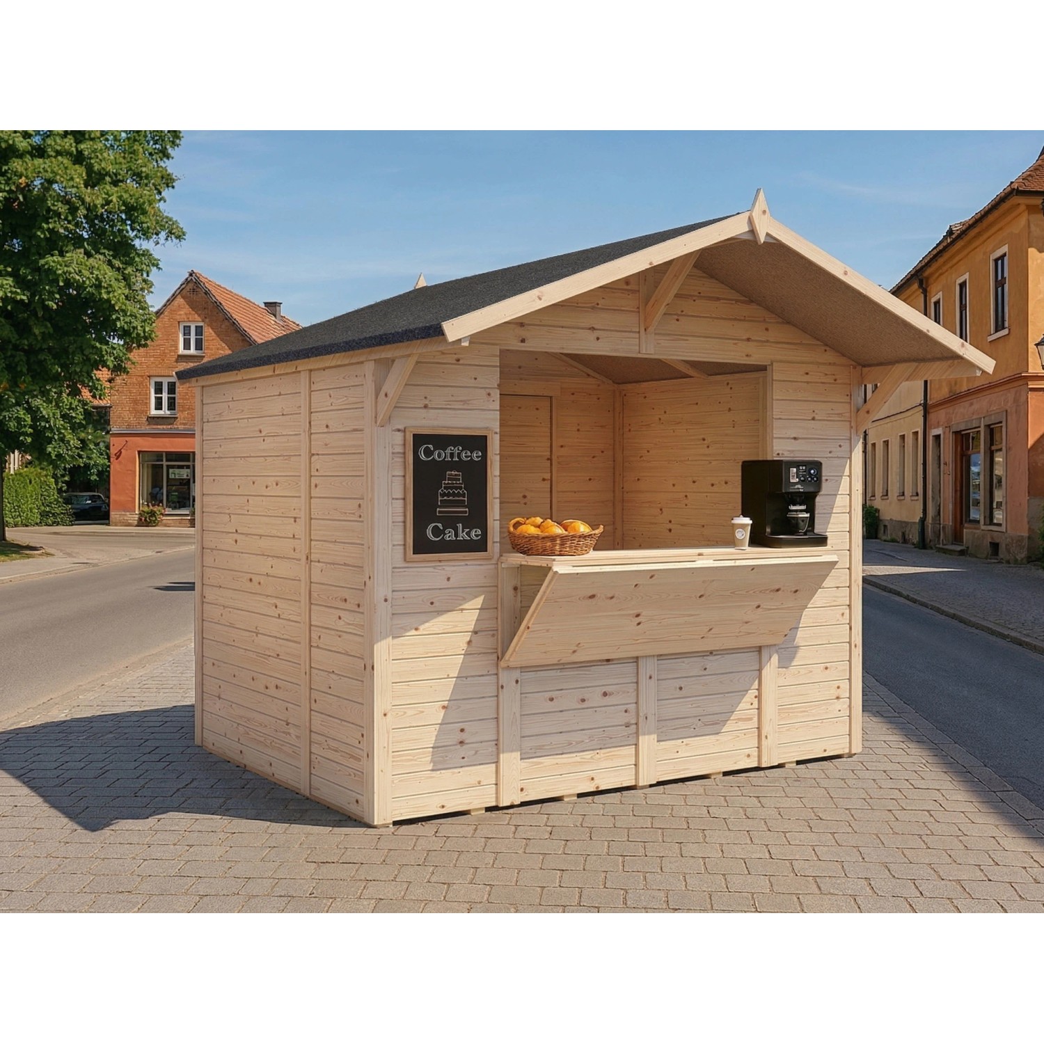 Woodtex Marktstand Verkaufsstand Niko 2 14 mm Naturbelassen