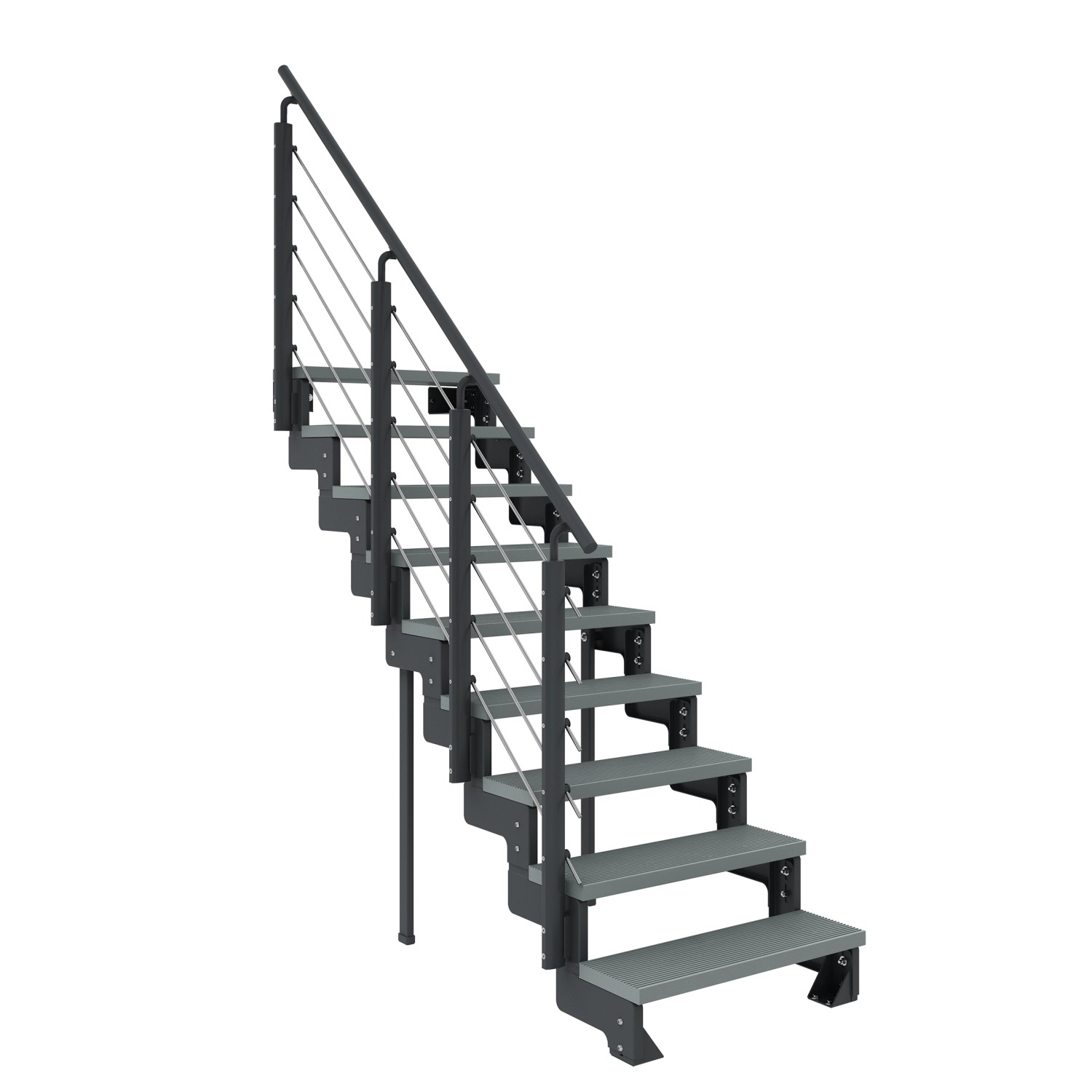 Dolle Außentreppe Gardentop Anthrazit 9 Stufen 80 cm Grau inkl. Geländer