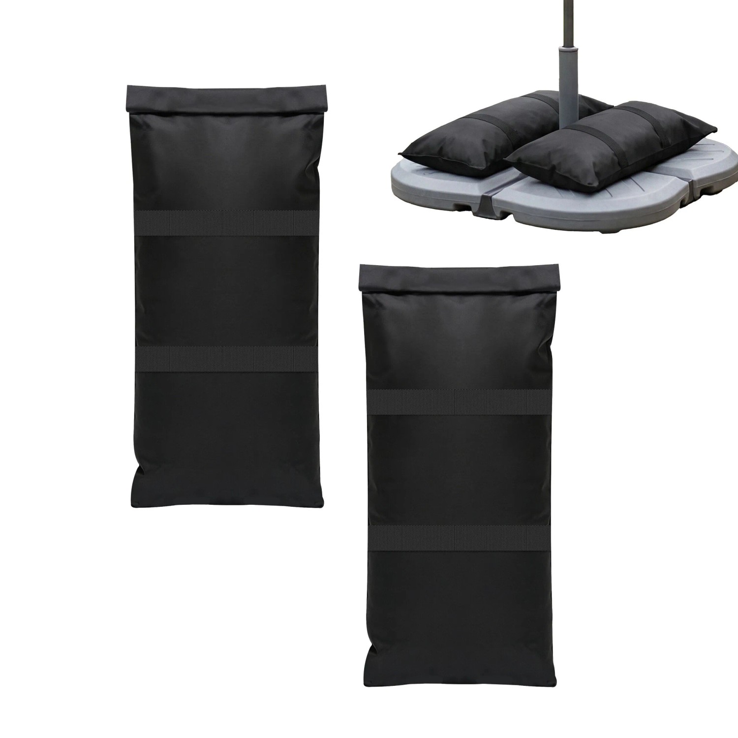 Relaxdays Sandsäcke 2er Set Polyester Schwarz Befüllbar 68 cm x 30 cm