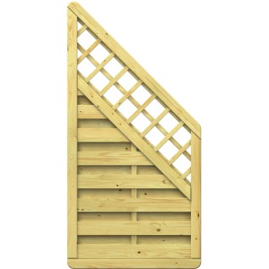 TraumGarten Zaunelement XL Anschluss mit Gitter, Naturholz, 89x179/89 cm, für Sichtschutzzaun.