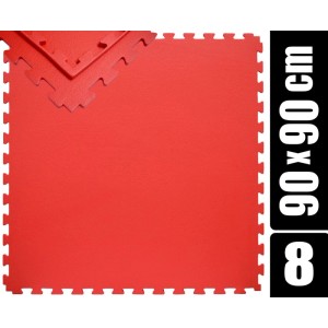 Rote eyepower Trainingsmatte XL, 8er Set 90x90 cm, Puzzlematten für Fitness, Yoga & Bodenschutz im Home Gym.