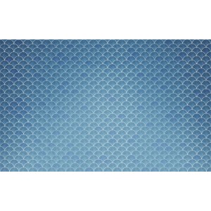 Sanders & Sanders Fototapete Art Deco Blau, 400x250 cm, mit stilisiertem Schuppenmuster.