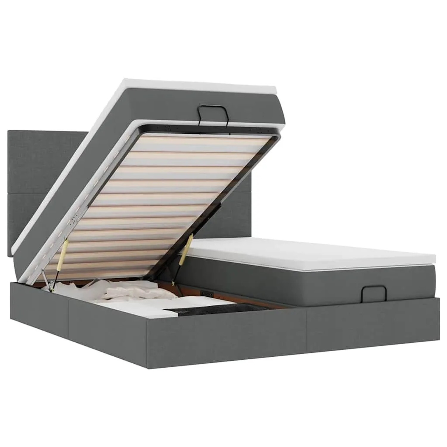 vidaXL Ottoman-Bett mit Matratzen & LEDs Dunkelgrau 160x200 cm Stoff 3314514