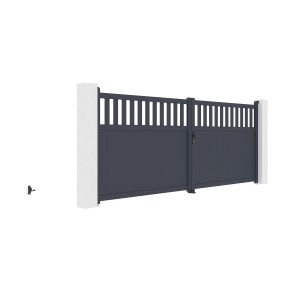 Casanoov Doppelflügeltor Santis, 4m breit, 160cm hoch, aus Aluminium in Grau.