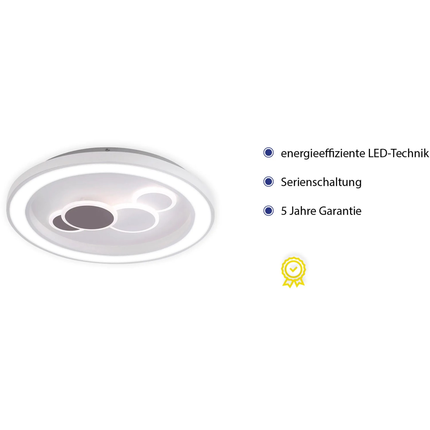 Weiße LED-Deckenleuchte Eliza, Ø 60 cm, modernes Design für Wohnräume.
