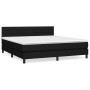 Schwarzes vidaXL Boxspringbett (180x200 cm) mit Matratze und Kopfteil.