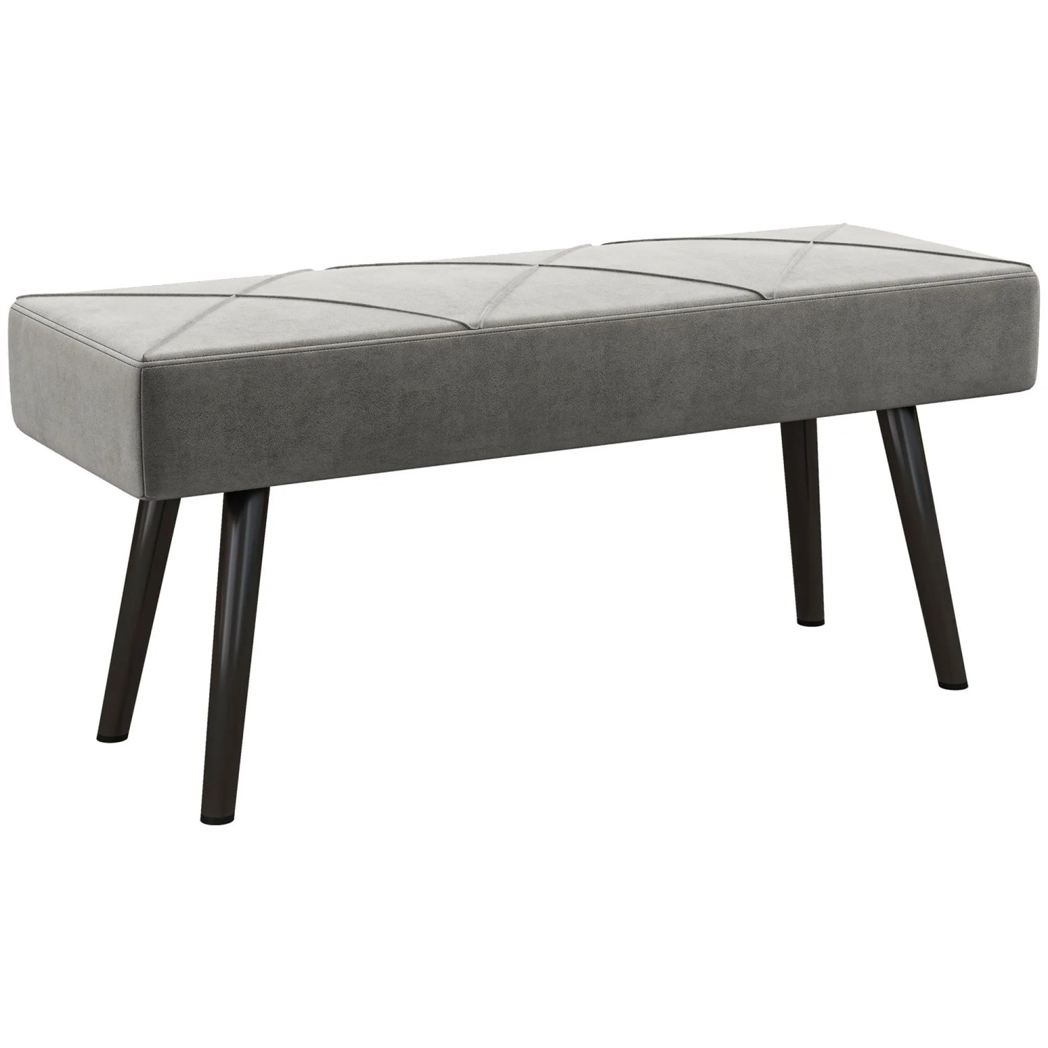 HOMCOM Polsterbank mit X-Muster in Samtoptik bis 120 kg 100 x 36 x 45 cm Grau