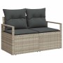 Hellgraues 9-tlg. vidaXL Garten-Sofa-Set aus Polyrattan mit grauen Kissen.