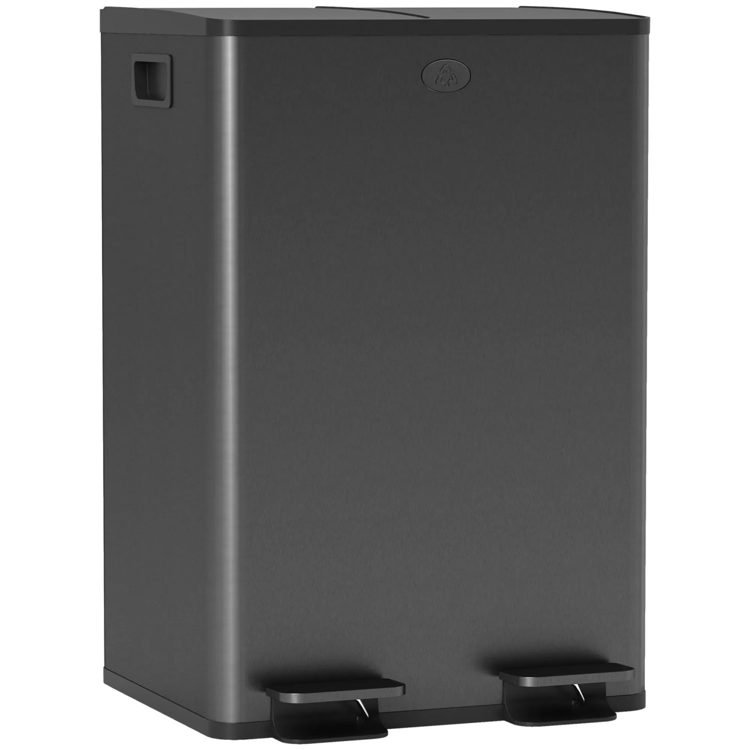 HOMCOM Mülleimer Edelstahl Kunststoff 45,8L x 36B x 67,6H cm Schwarz