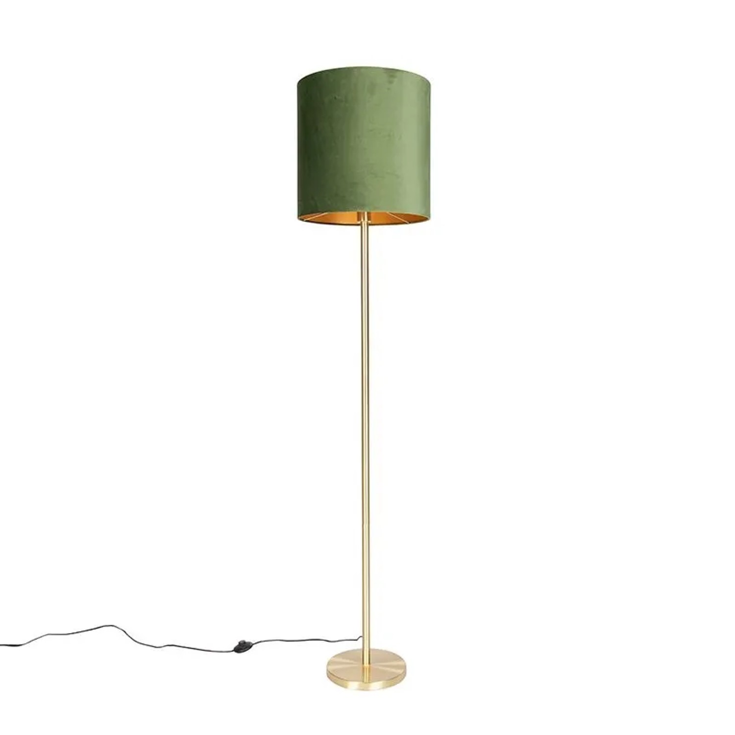 QAZQA Botanische Stehlampe Messing mit Grünem Schirm 40 cm Simplo
