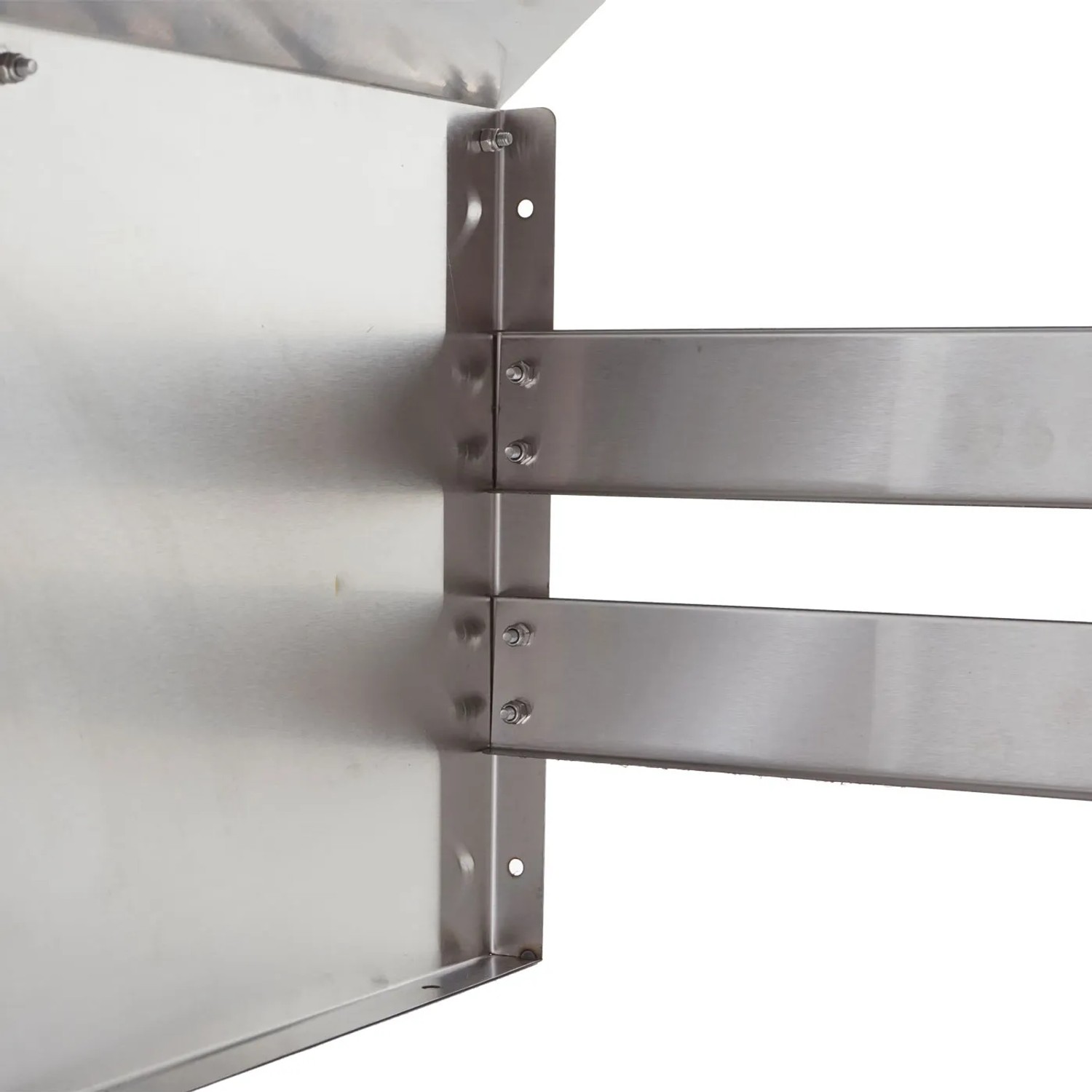 Detailaufnahme: MCW Mähroboter-Garage L43 Edelstahl, Befestigung mit Schrauben.