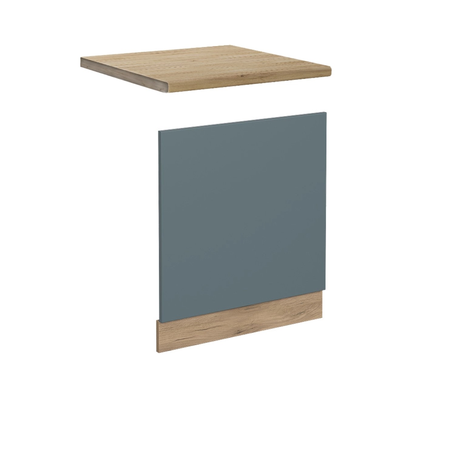 Vicco Frontblende R-Line Geschirrspüler Fronttür Blau-Grau/Goldkraft Eiche 60 cm AP Eiche