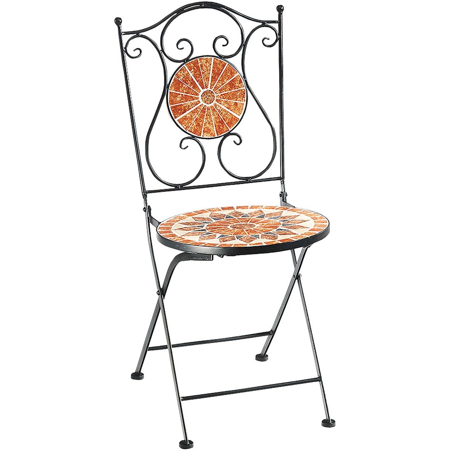 Kobolo Gartenstuhl Klappstuhl Mosaikstuhl Stuhl aus Metall Orange H88 cm günstig online kaufen