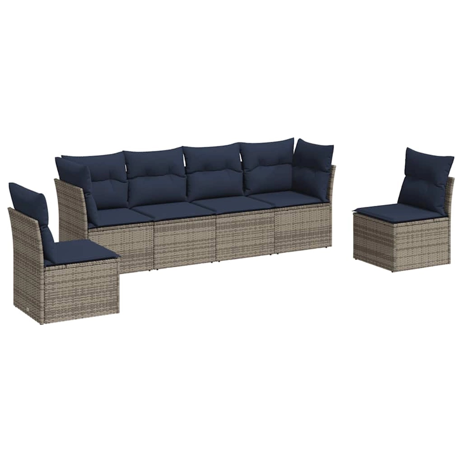 vidaXL 6-Tlg Garten-Sofagarnitur mit Kissen Grau Poly Rattan 3217371 günstig online kaufen