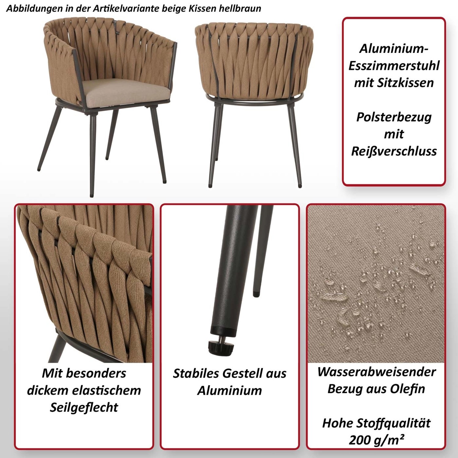 MCW Esszimmerstuhl N38 2er-Set Creme Kissen Hellbraun günstig online kaufen
