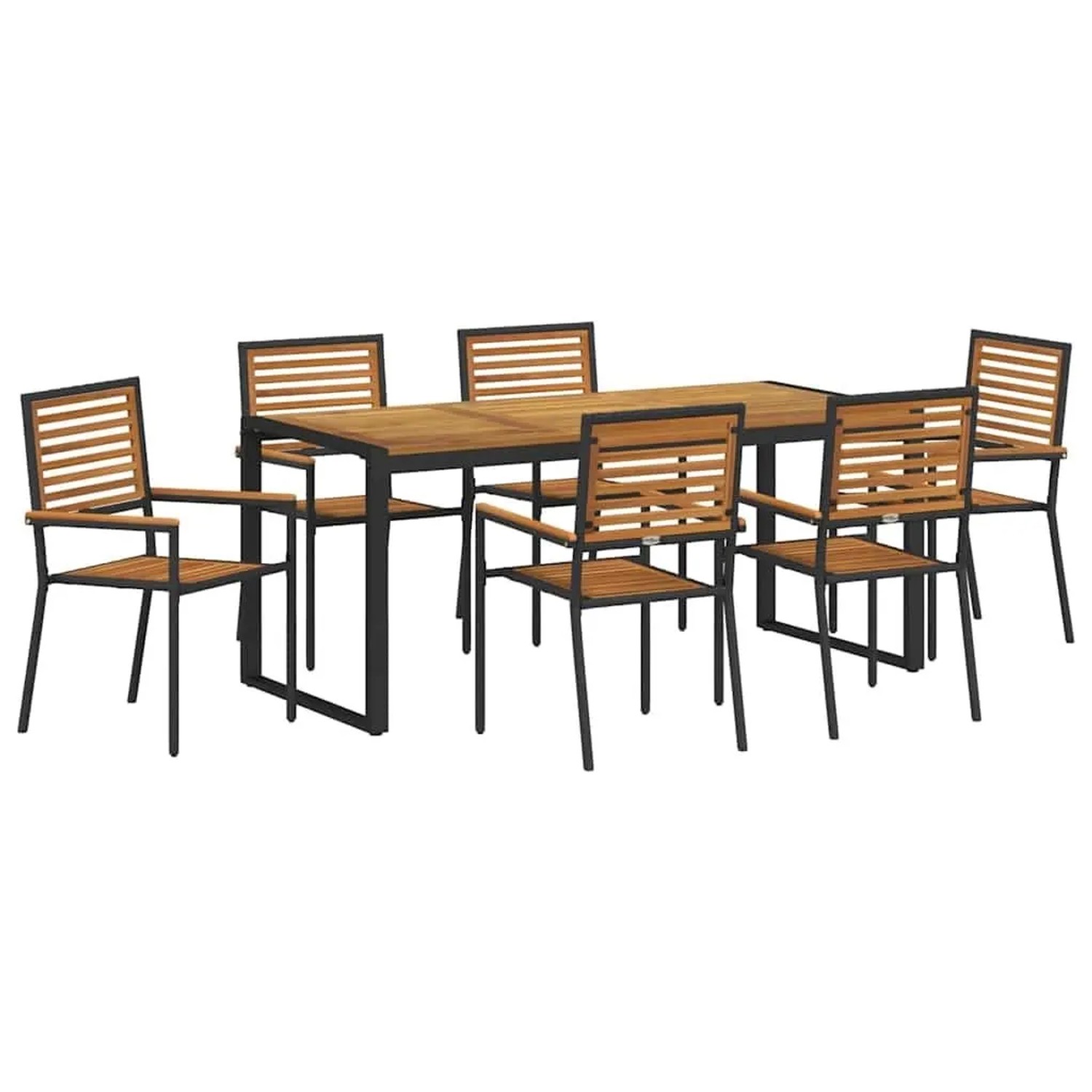 vidaXL Garten Essgruppe 7-Tlg Schwarz und Braun Poly-Rattan 3365481