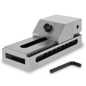 EBERTH Präzisions-Niederzugschraubstock, 100mm Backenbreite, Spannwerkzeug für präzise Arbeiten.