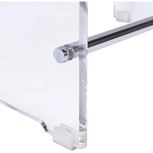 Detailaufnahme: Transparenter Schulte Duschsitz aus Acryl mit Chrom-Verstrebung und Gummifüßen.