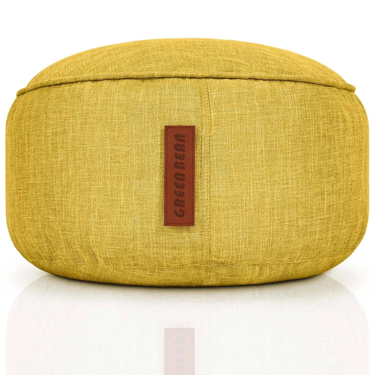 Green Bean Sitzpouf Home 25 x 45 cm Linen Waschbarer Bezug mit EPS-Perlen-Füllung Gelb