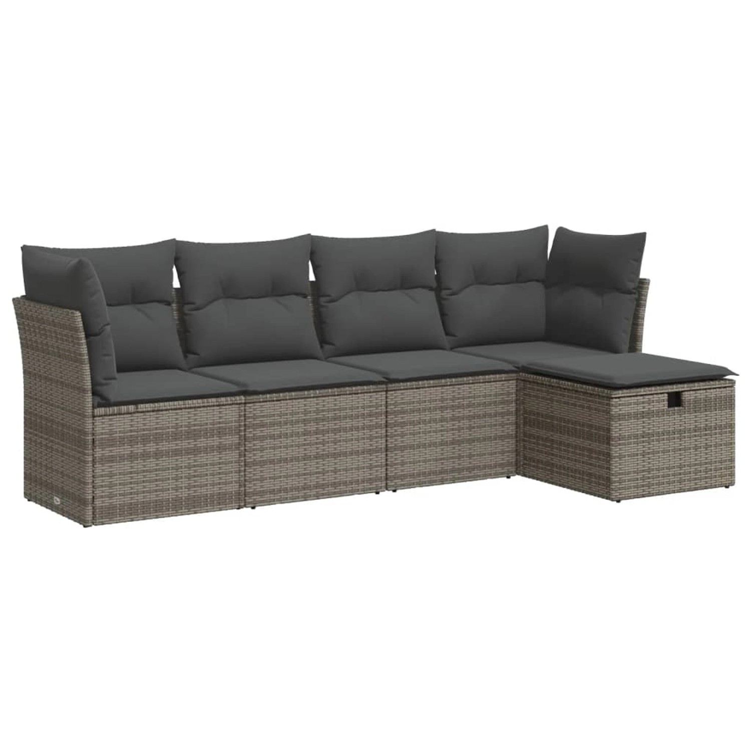 vidaXL 5-Tlg Garten-Sofagarnitur mit Kissen Grau Poly Rattan 3325266 günstig online kaufen