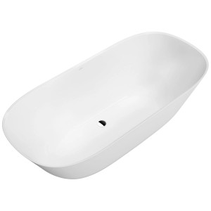 Freistehende, weiße Villeroy & Boch Badewanne Theano (175x80 cm) aus Quaryl® mit mittigem Ablauf.