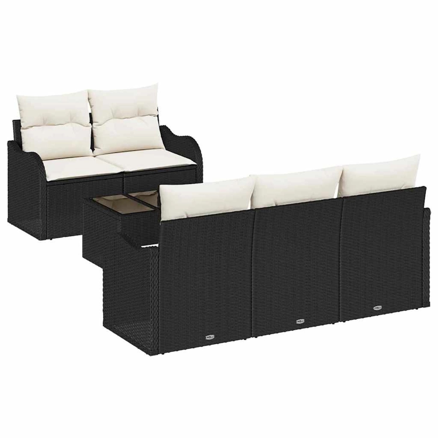 vidaXL Garten-Sofa-Set 6-Tlg Schwarz Poly Rattan 3345577 günstig online kaufen