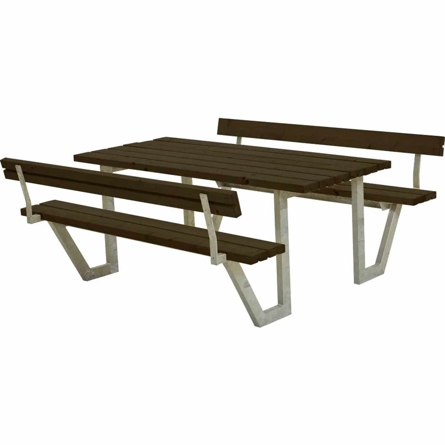 PLUS Gartensitzgruppe 177 cm Schwarz mit Rückenlehnen Wetterfeste Tisch-Bank-Kombi