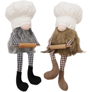 Boltze Kantenhocker Calmy, 2er Set, als Koch mit Nudelholz, Weihnachtsdeko in Grau, Braun, Schwarz und Weiß.