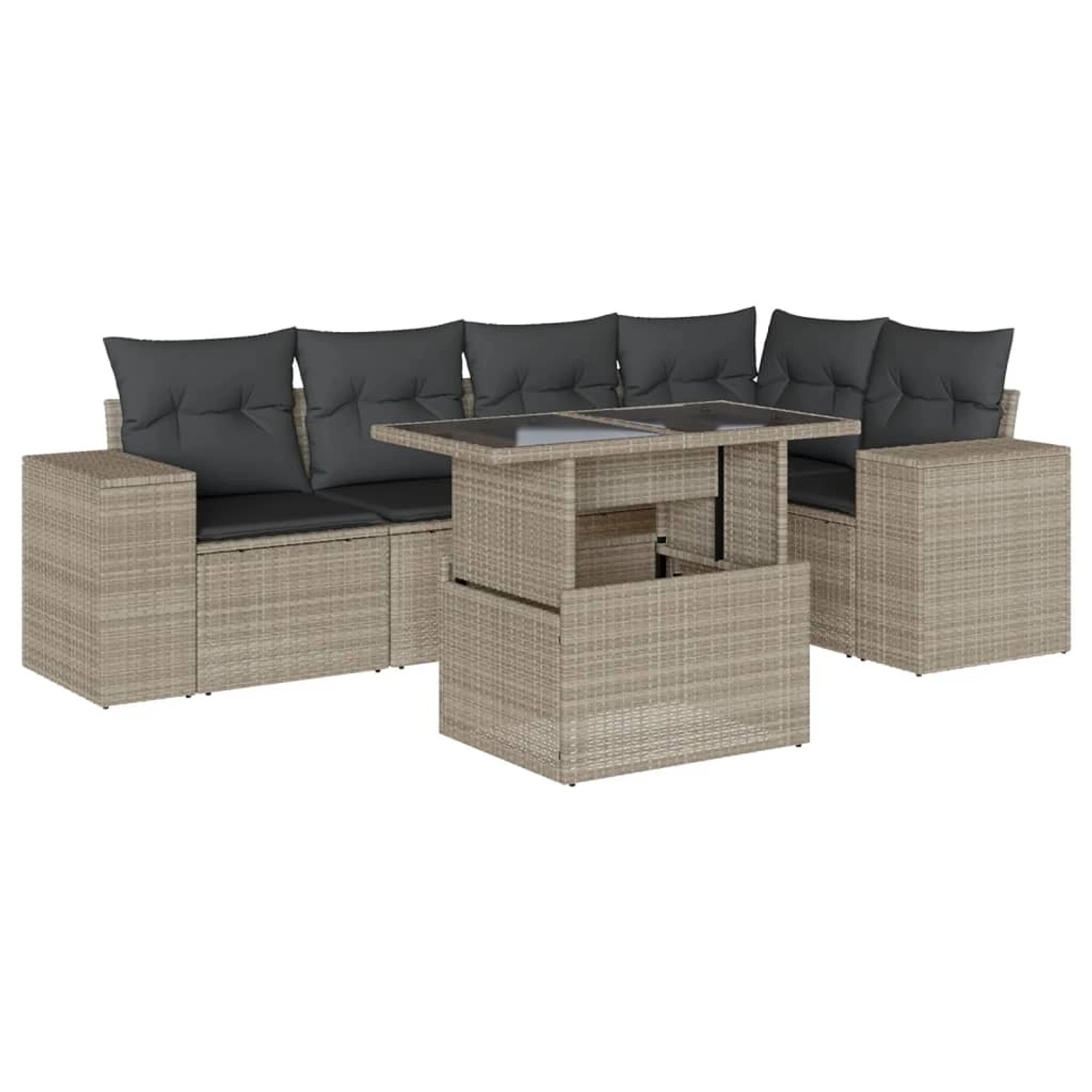 vidaXL 6-Tlg Garten-Sofagarnitur mit Kissen Hellgrau Poly Rattan 3269152 günstig online kaufen