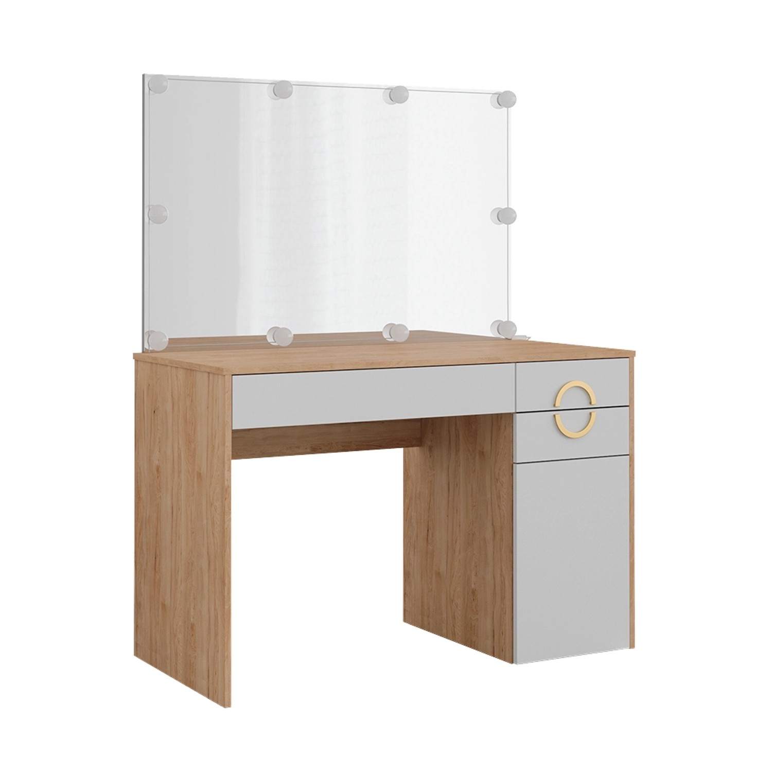 Vicco Schminktisch Adela Natural Rockford Hickory/Weiß 115 cm mit LED Beleu günstig online kaufen