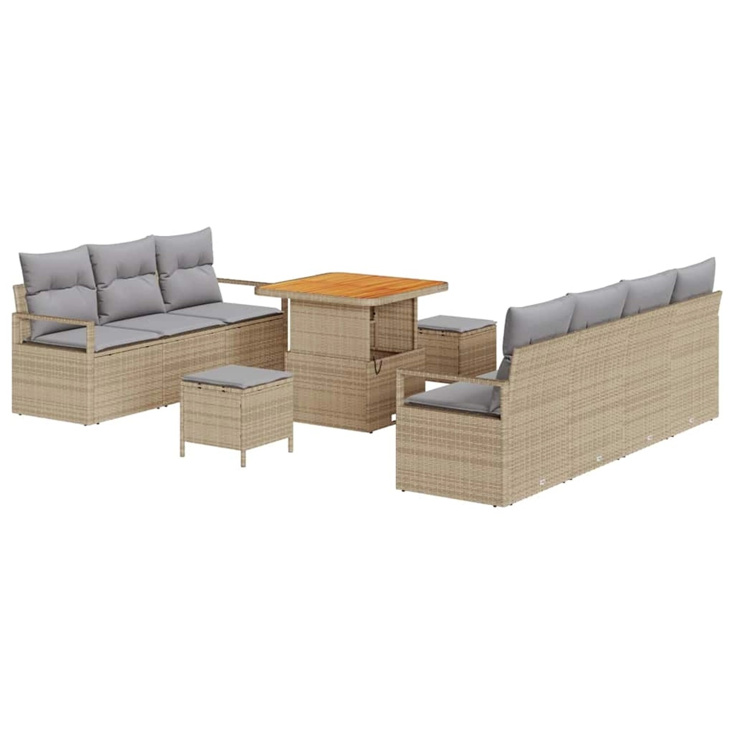 vidaXL Garten-Sofa-Set mit Kissen 10-Tlg Beige Poly Rattan 3362487 günstig online kaufen