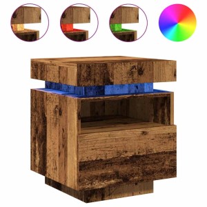 vidaXL Nachttische mit LED-Leuchten 2 Stk, Altholz-Optik 40x39x48,5 cm 857659