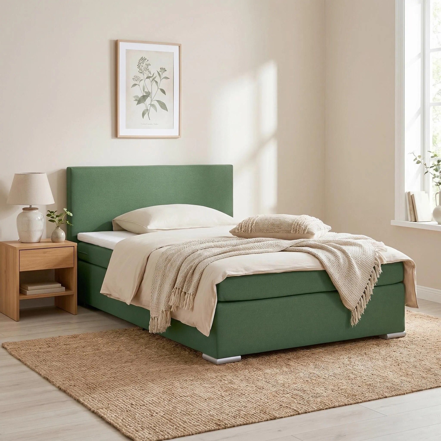Based Boxspringbett Mira 2 Dunkelgrün ca. 140x200cm