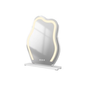 Emke Kosmetikspiegel mit Beleuchtung, unregelmäßige Form, 58x45cm, 3 Farbtemperaturen.