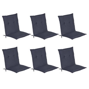 6er Set Beautissu Loft NL Niederlehner Auflagen in Dunkelblau, 100x50x6cm für Gartenstühle.