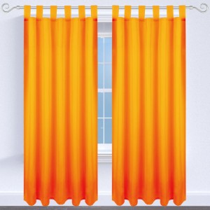 Bestgoodies Dekoschal Ellen, 2er-Pack, hellorange, blickdicht, mit Schlaufen für Fenstervorhänge.