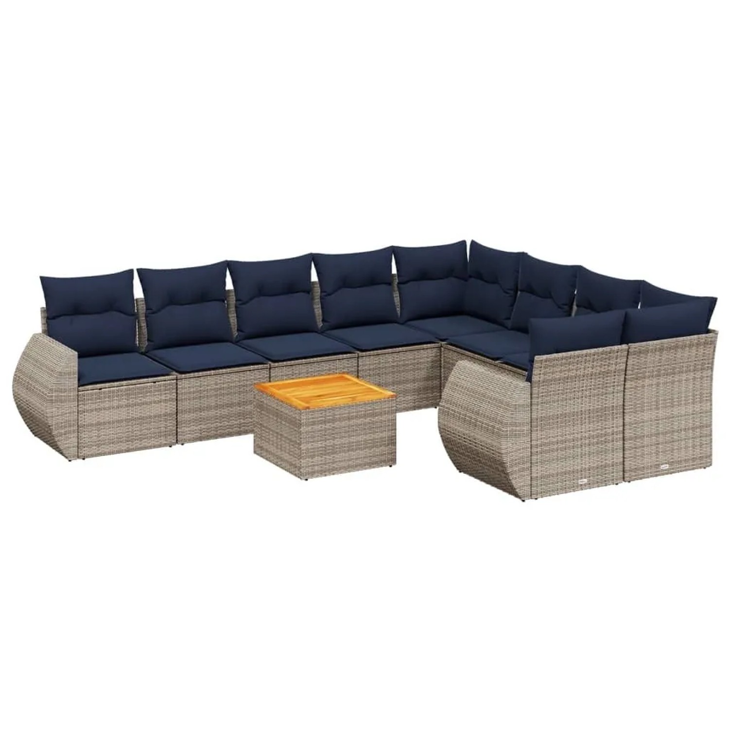 vidaXL 10-Tlg Gartensofa-Set mit Kissen Grau Polyrattan 3225165 günstig online kaufen