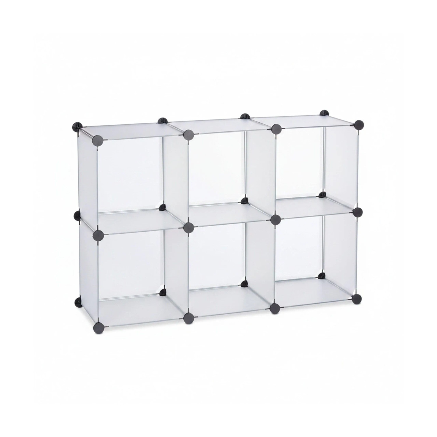 Relaxdays Regalsystem 6 Fächer Kunststoff Transparent Stecksystem 65 cm x 96 cm x 32 cm 3,5 kg