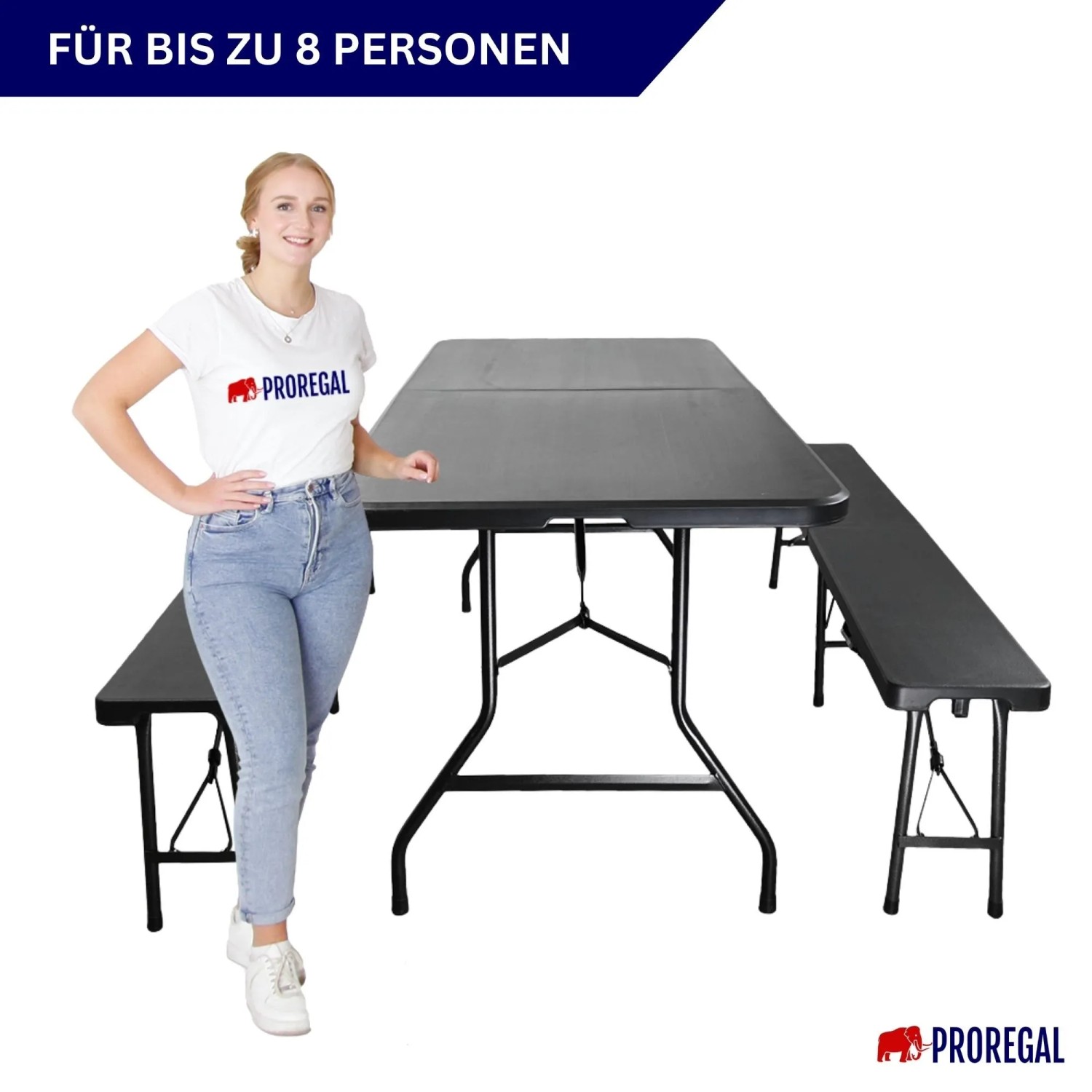 CHEFGASTRO Bierzeltgarnitur, klappbar, 3-teilig, mit Tisch und Bänken, wetterfest, für Garten und Camping.
