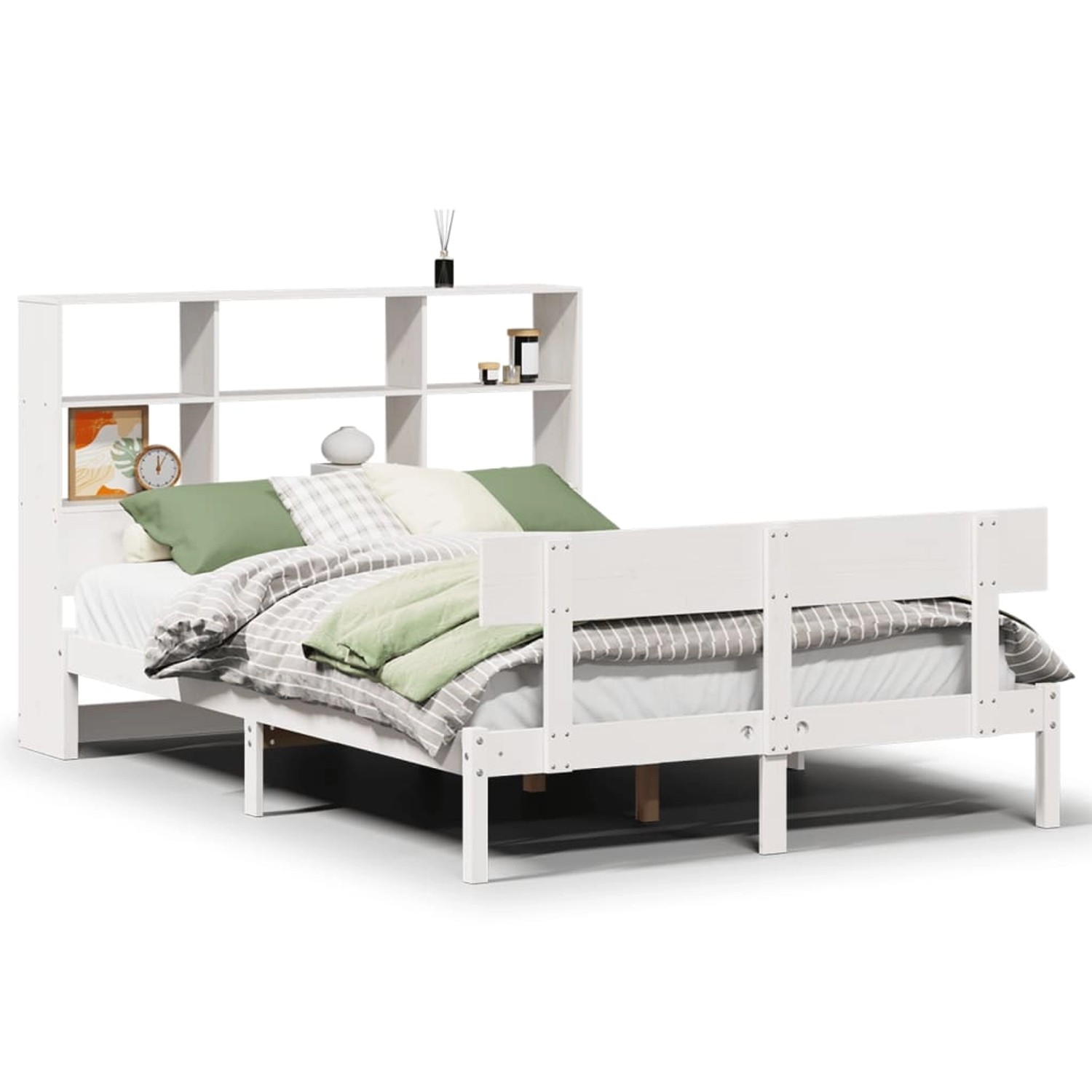 vidaXL Massivholzbett mit Regal ohne Matratze Weiß 140x190 cm Kiefer 332180 günstig online kaufen