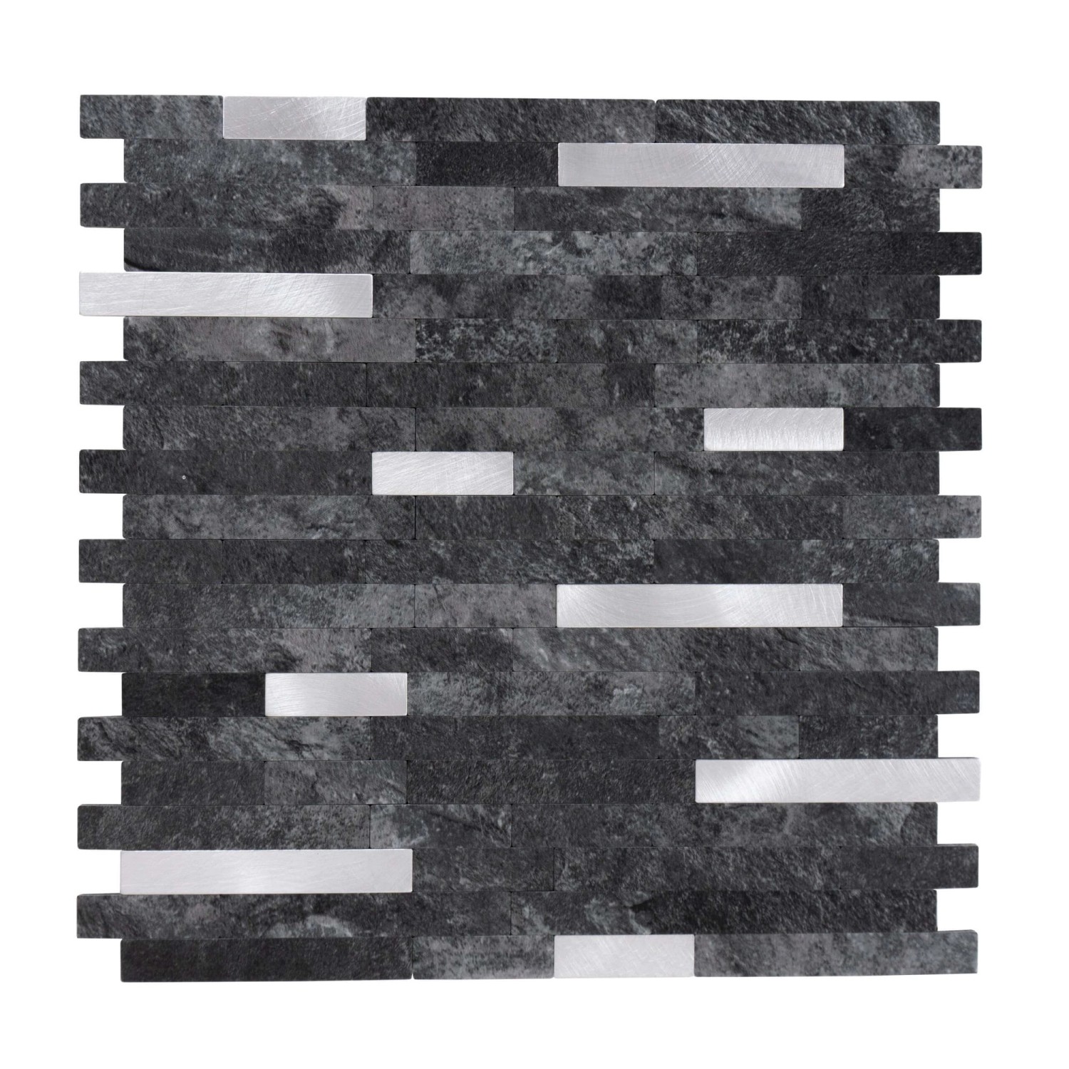 Thumbnail - Dalsys Selbstklebende Fliesen 1m² 11 Stück Stein- Marmoroptik Anthrazit Silber