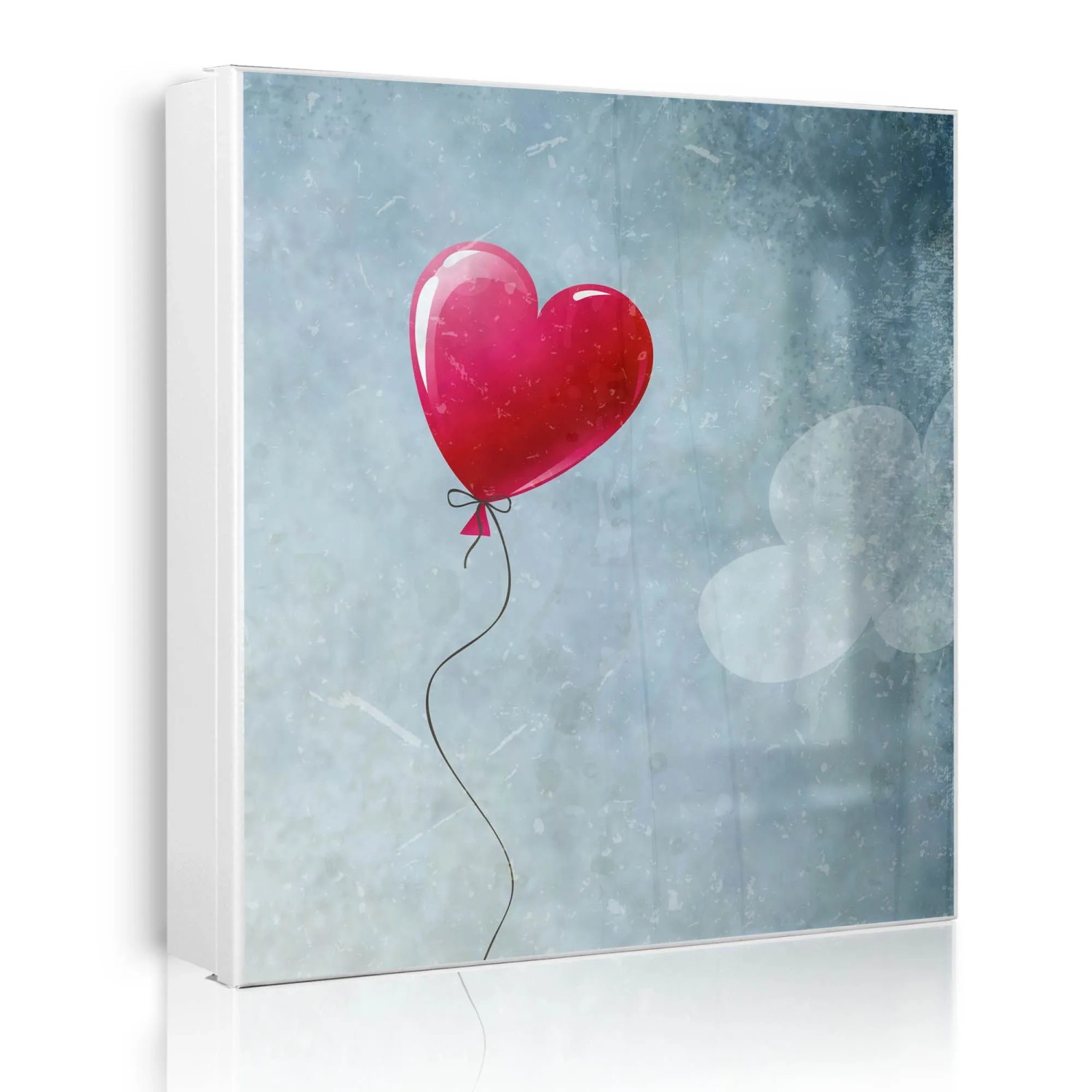 Banjado Großer Schlüsselkasten Metall 30x30cm Weiß Scharnier Links 50 Haken Beschreibbar Magnetisch Motiv Herzballon
