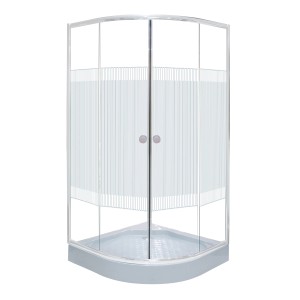 Sanotechnik Runddusche 80x80 cm mit Streifenglas und Schiebetüren.