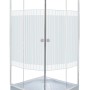 Sanotechnik Runddusche 80x80 cm mit Streifenglas und Schiebetüren.