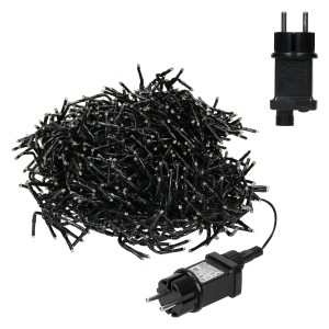 LED Lichterkette Lichtervorhang mit 480 warmweißen LEDs und schwarzem Kabel für Weihnachtsbeleuchtung.